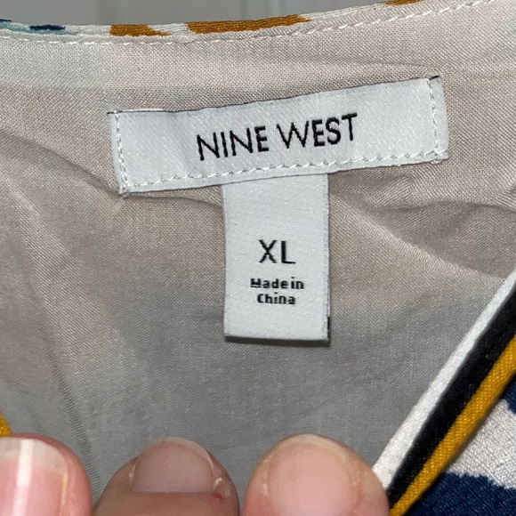 Nine West Asymmetrical Belted Dress in Blue and Yellow XL NWT - Picture 3 of 7